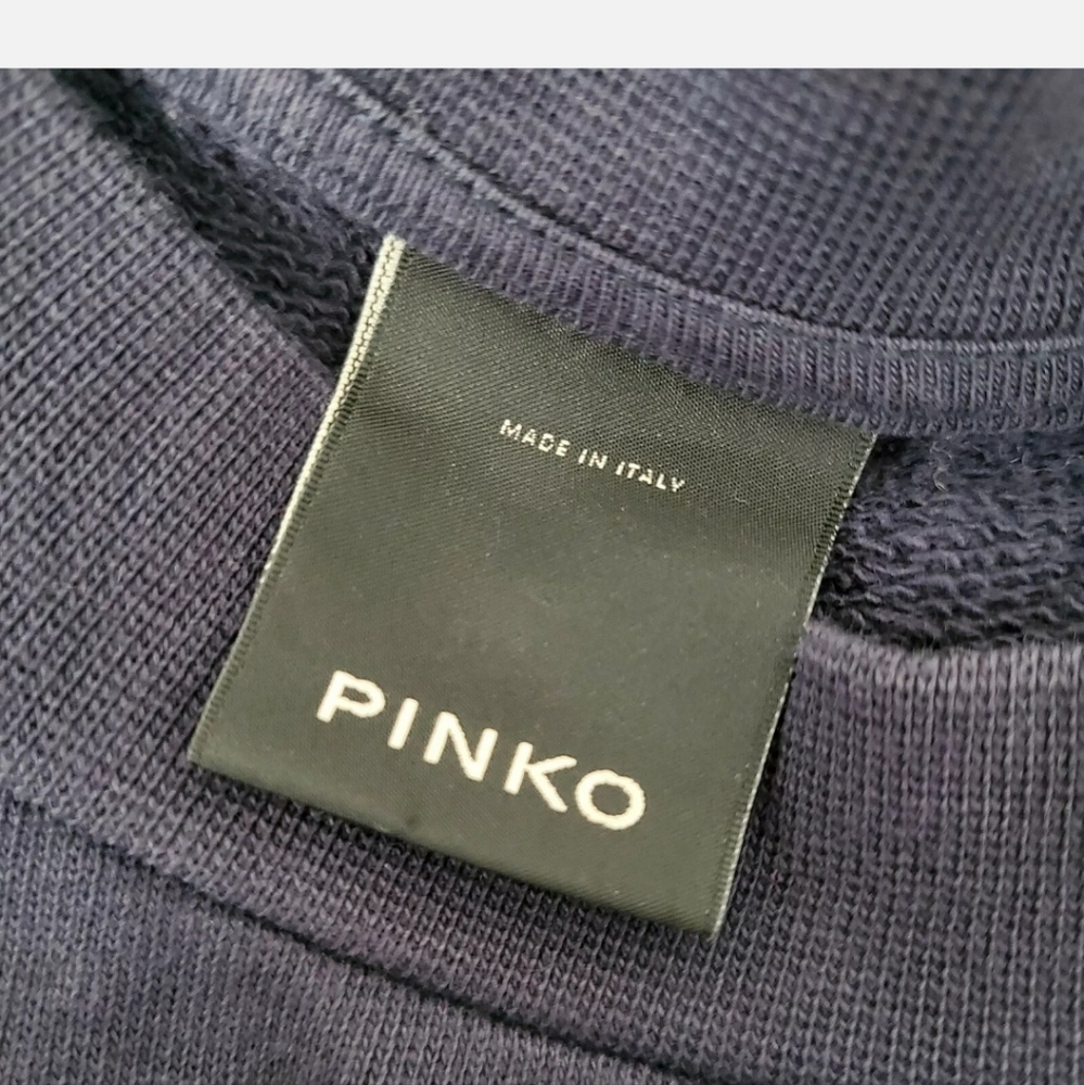 PINKO Designer Navy Blue Love me Tender sweatshirt sweater jumper top Elvis - Picture 8 of 9